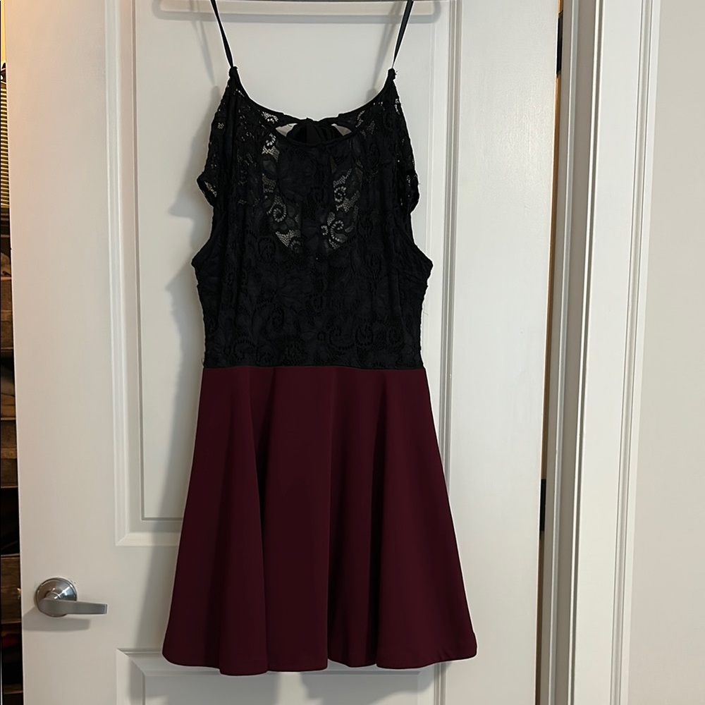 Black and Burgundy Lace Dress